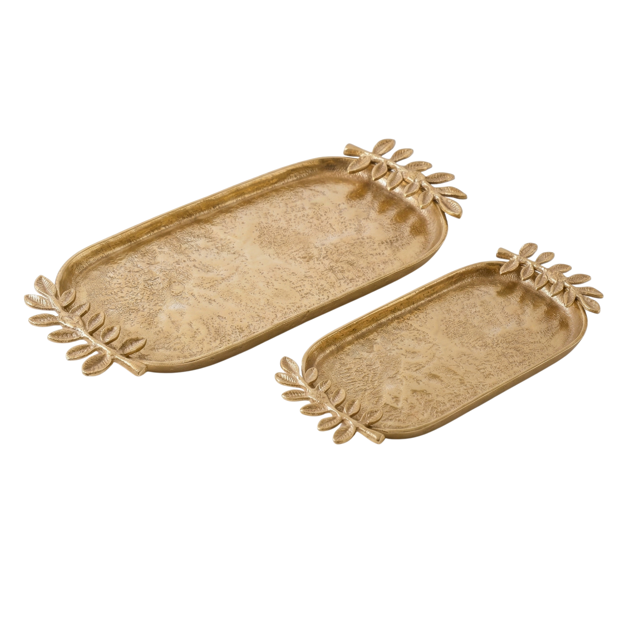 Gilded Laurel Hammered Tray (Pack of 2) – Decorative Tray by Grandeur