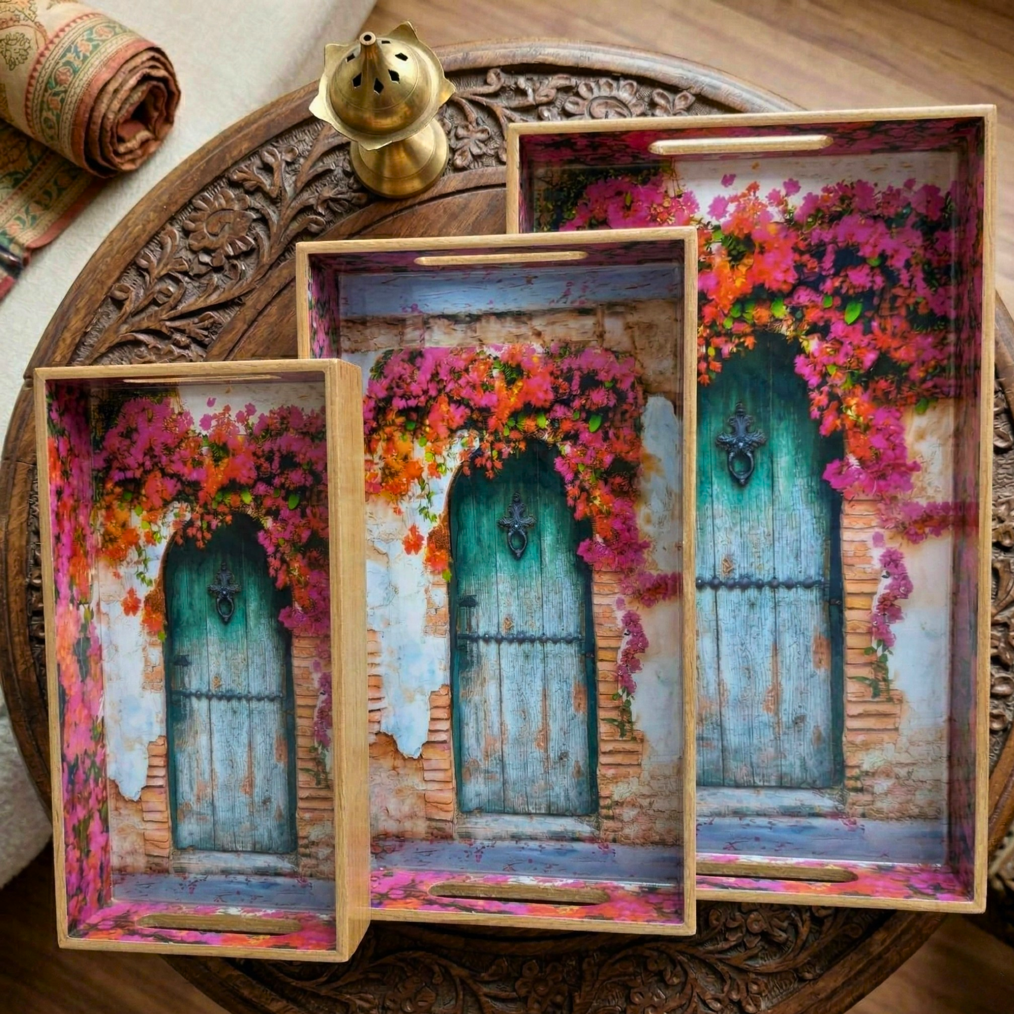 Bougainvillea Passage Trays – Decorative Tray by Grandeur