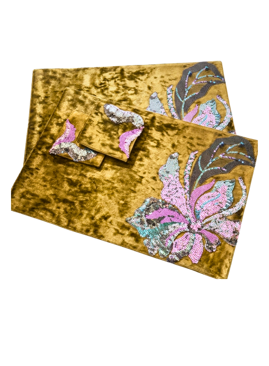 Gilded Orchid Sequin Table Mat (Pack of 6) – Table Mat by Grandeur