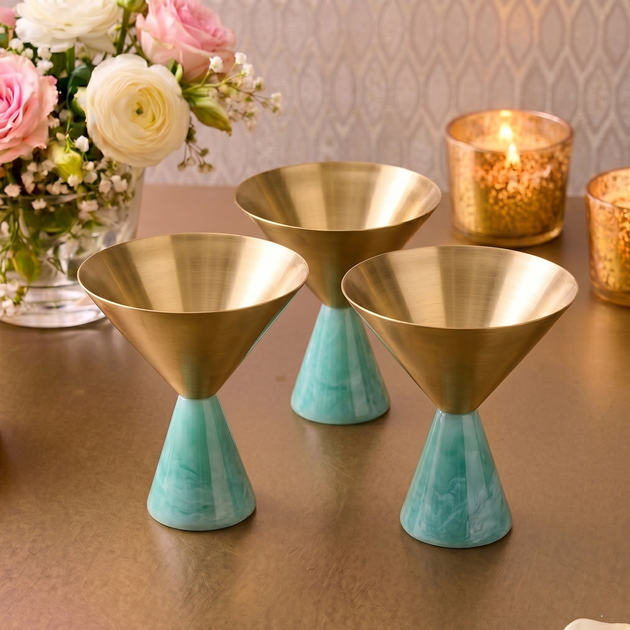 Gilded Jade Conical Glasses (Pack of 6) – Glassware by Grandeur