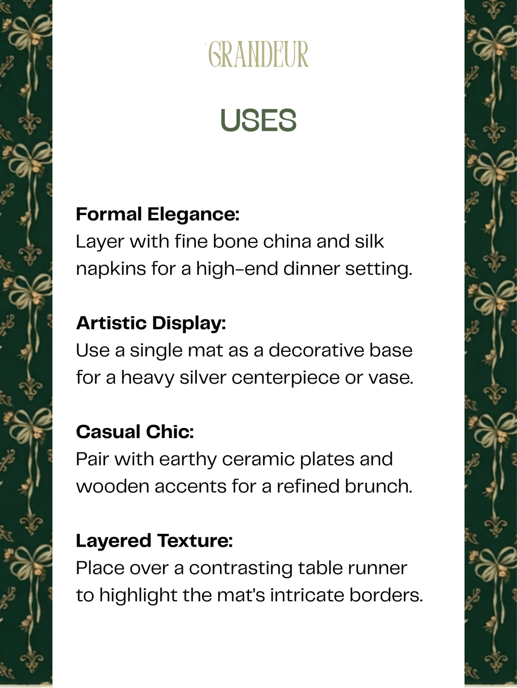Filigree Rose Table Mat (Pack of 6) – Table Mat by Grandeur