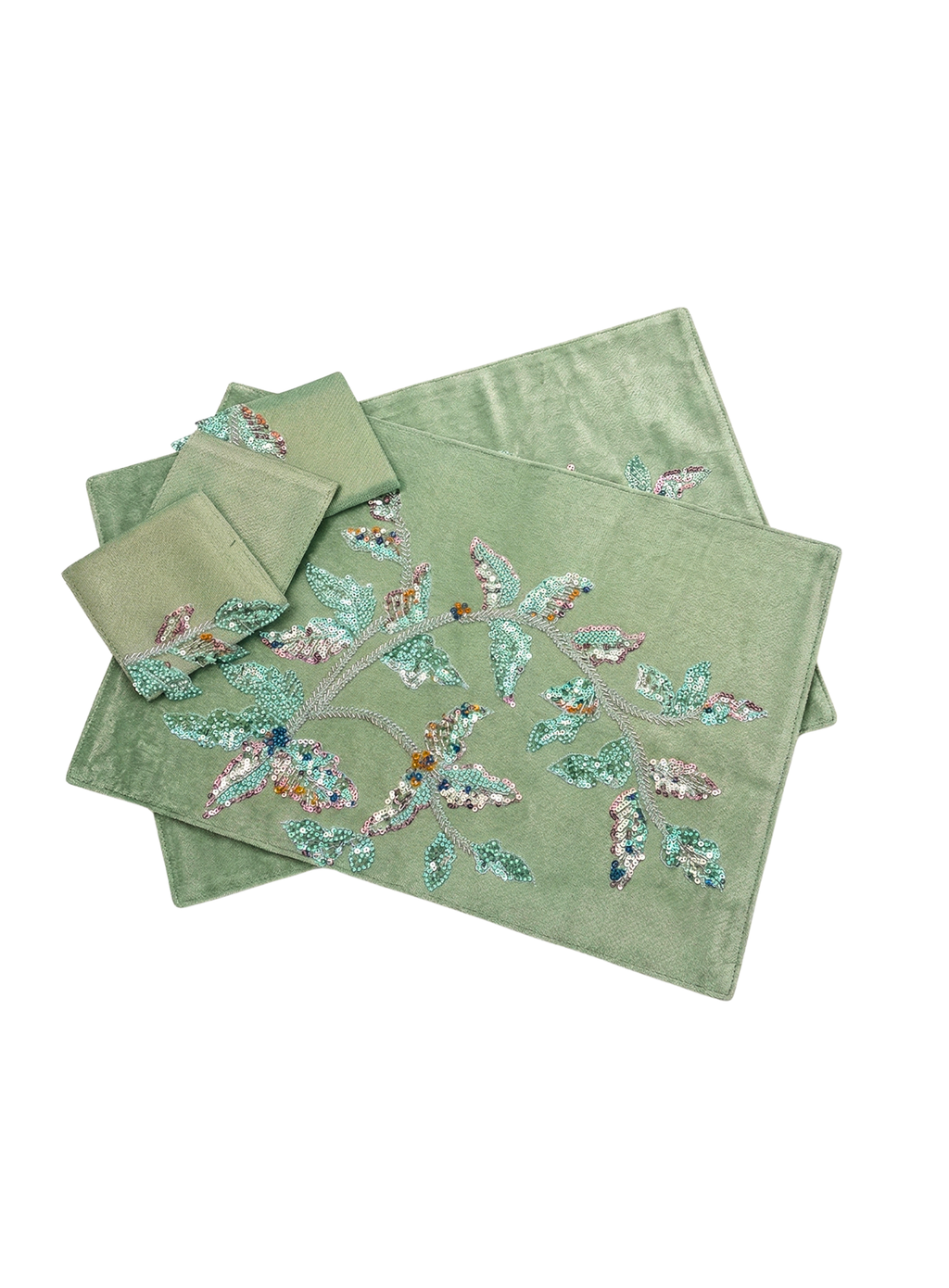 Sage Orchard Beaded Table Mat (Pack of 6) – Table Mat by Grandeur