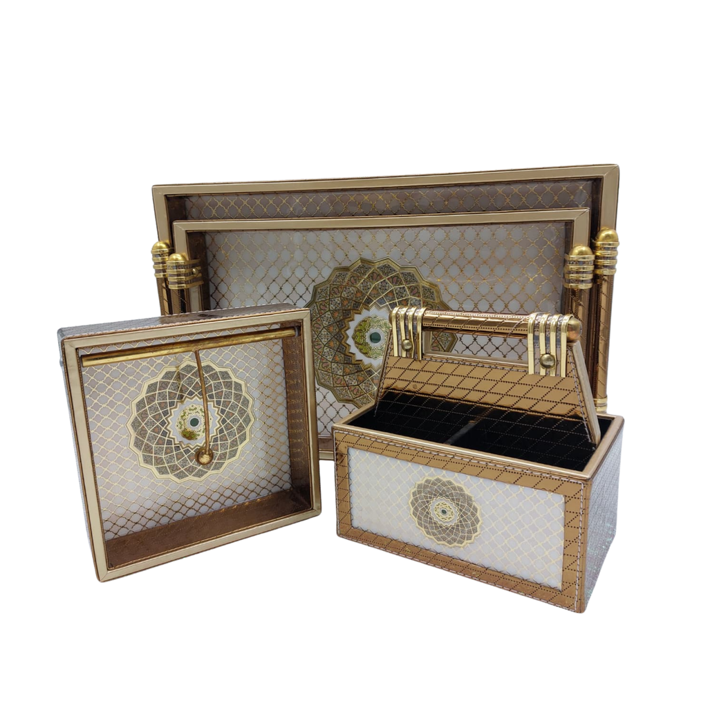 Foliage Hand-Etched Tableware Set – Decorative Tray by Grandeur