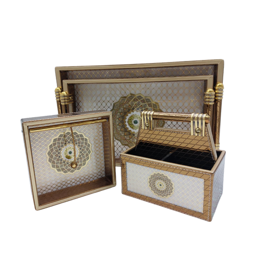 Foliage Hand-Etched Tableware Set – Decorative Tray by Grandeur