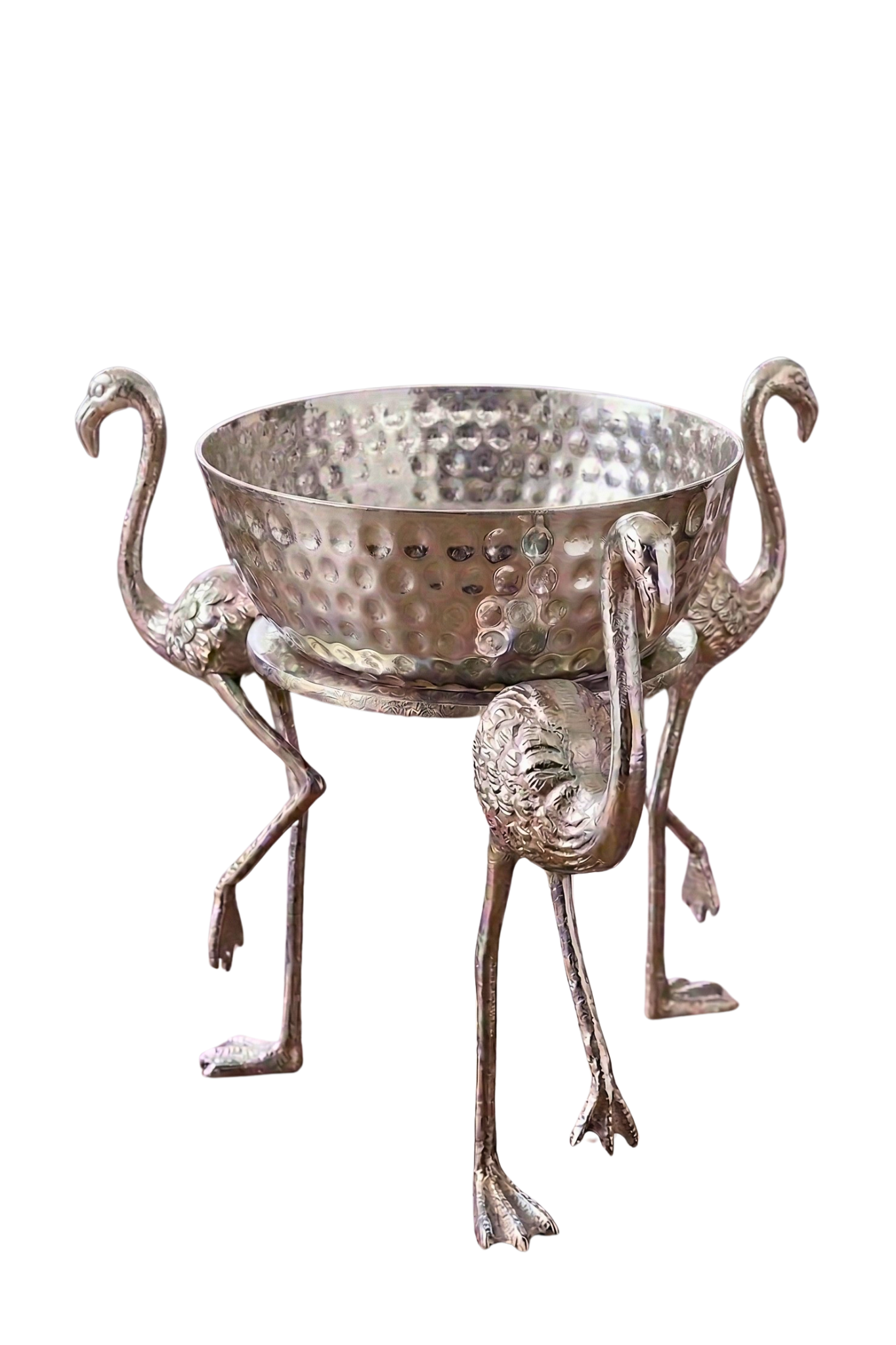 Silver Flamingo Hammered Bowl – Decorative Bowl by Grandeur