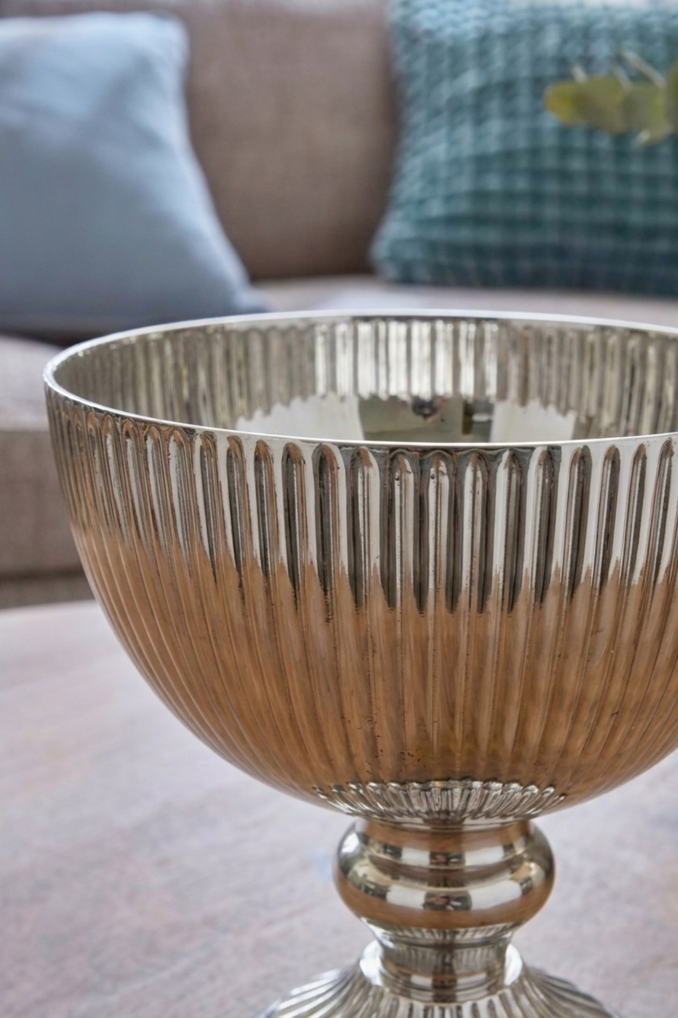 Silver Fluted Chalice Bowl – Decorative Bowl by Grandeur