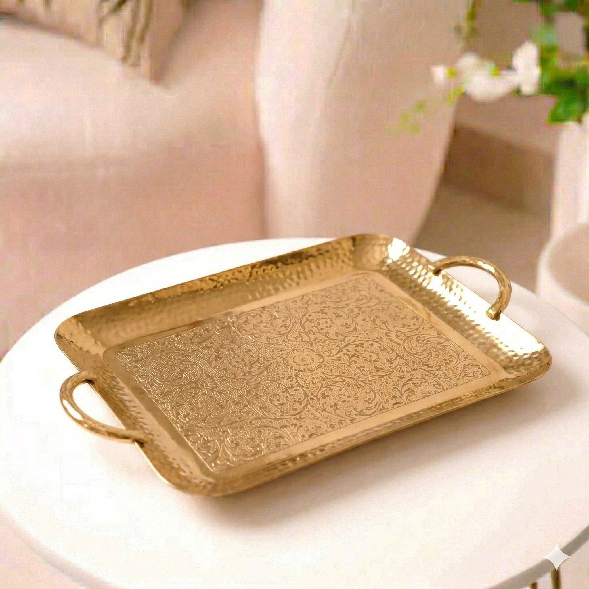 Gilded Heritage Embossed Tray – Decorative Tray by Grandeur