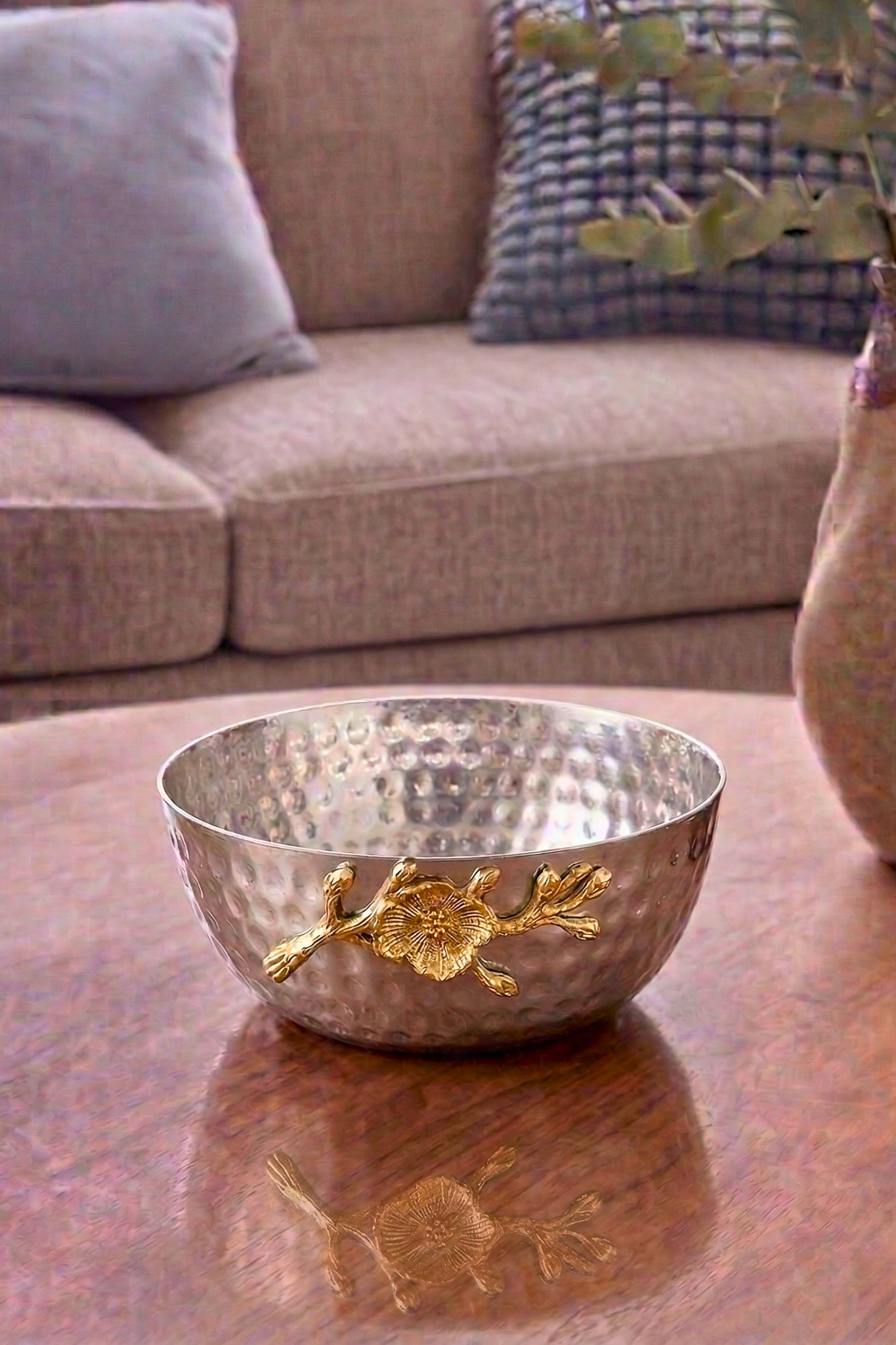 Gilded Blossom Hammered Bowl – Decorative Bowl by Grandeur