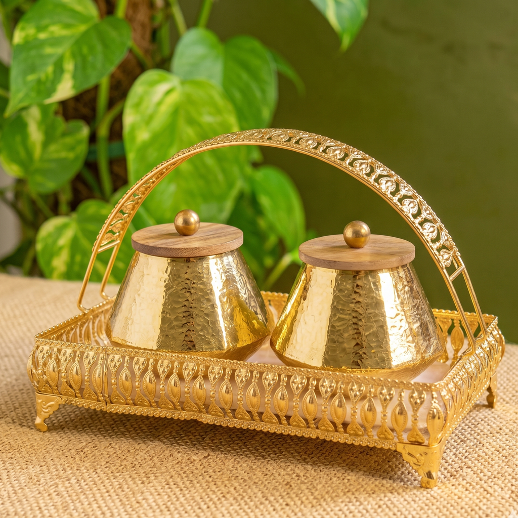 Gilded Hammered Jars – Decorative Jar by Grandeur
