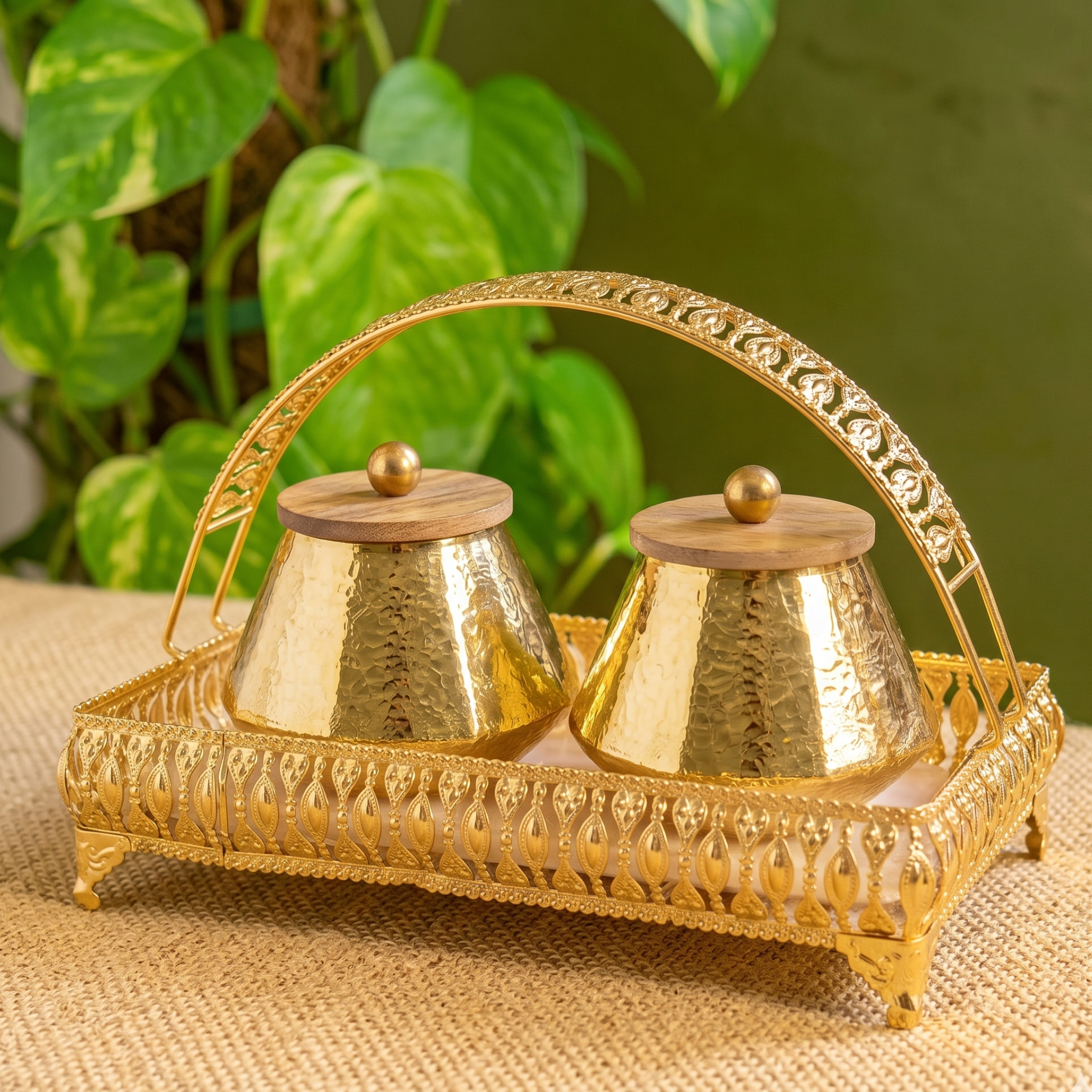 Gilded Hammered Jars – Decorative Jar by Grandeur