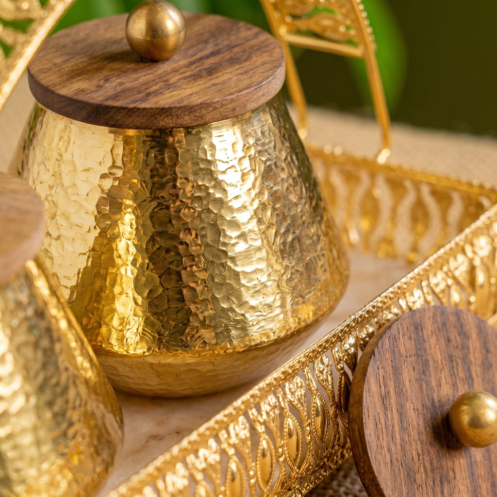 Gilded Hammered Jars – Decorative Jar by Grandeur