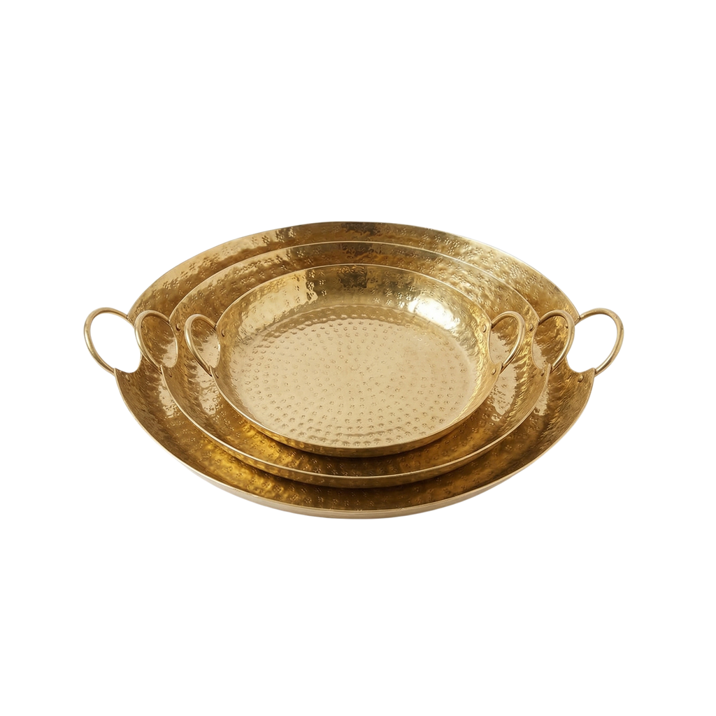 Gilded Artisan Hammered Tray (Set of 3) – Decorative Tray by Grandeur