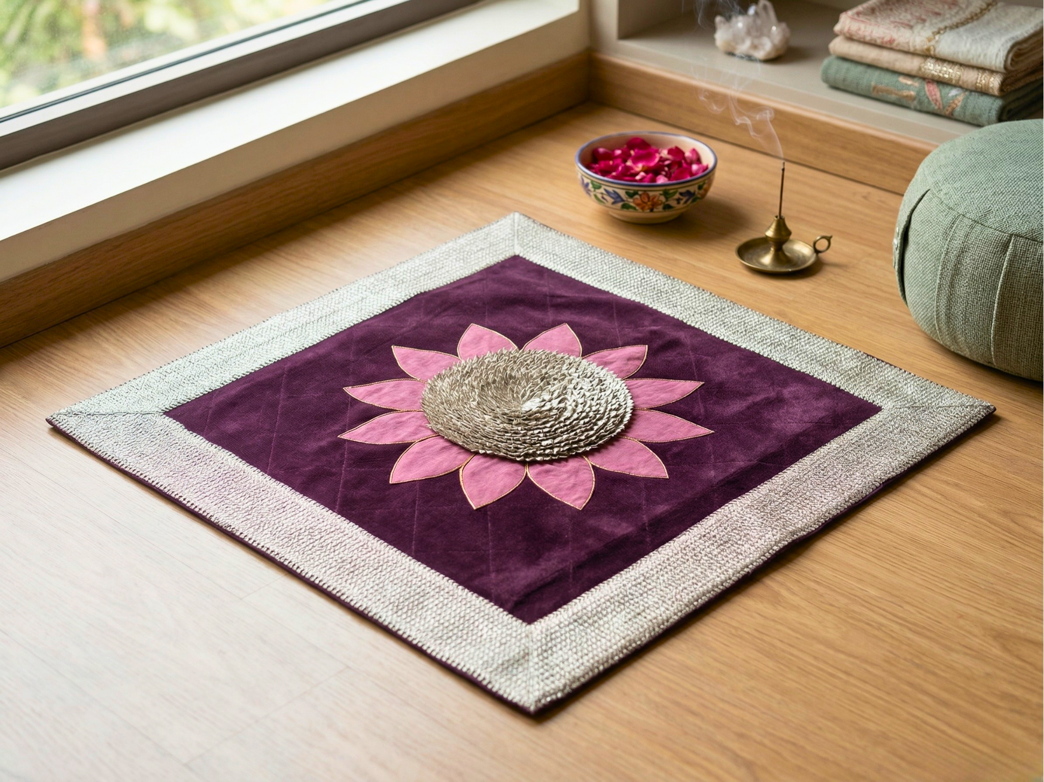 Majestic Plum 3D Lotus Aasan (Pack of 6) – Ritual Aasan by Grandeur