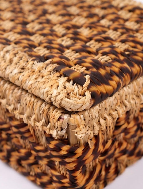 Amber Safari Artisan Woven Trunk – Decorative Trunk by Grandeur