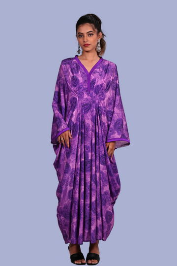 Purple floral kaftan dress