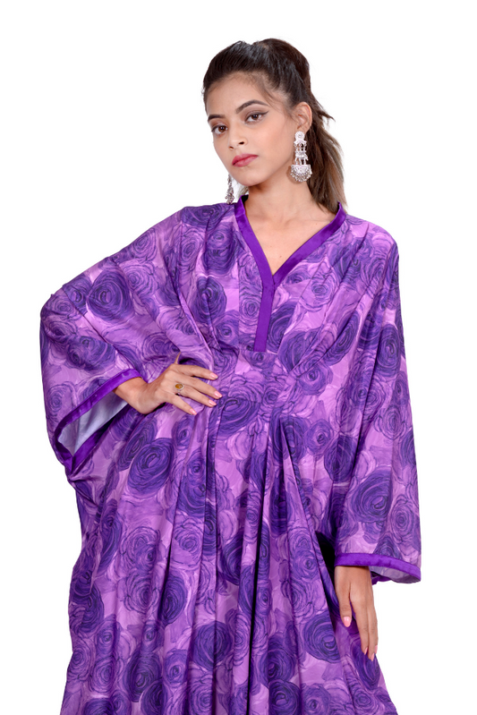 Purple floral kaftan dress