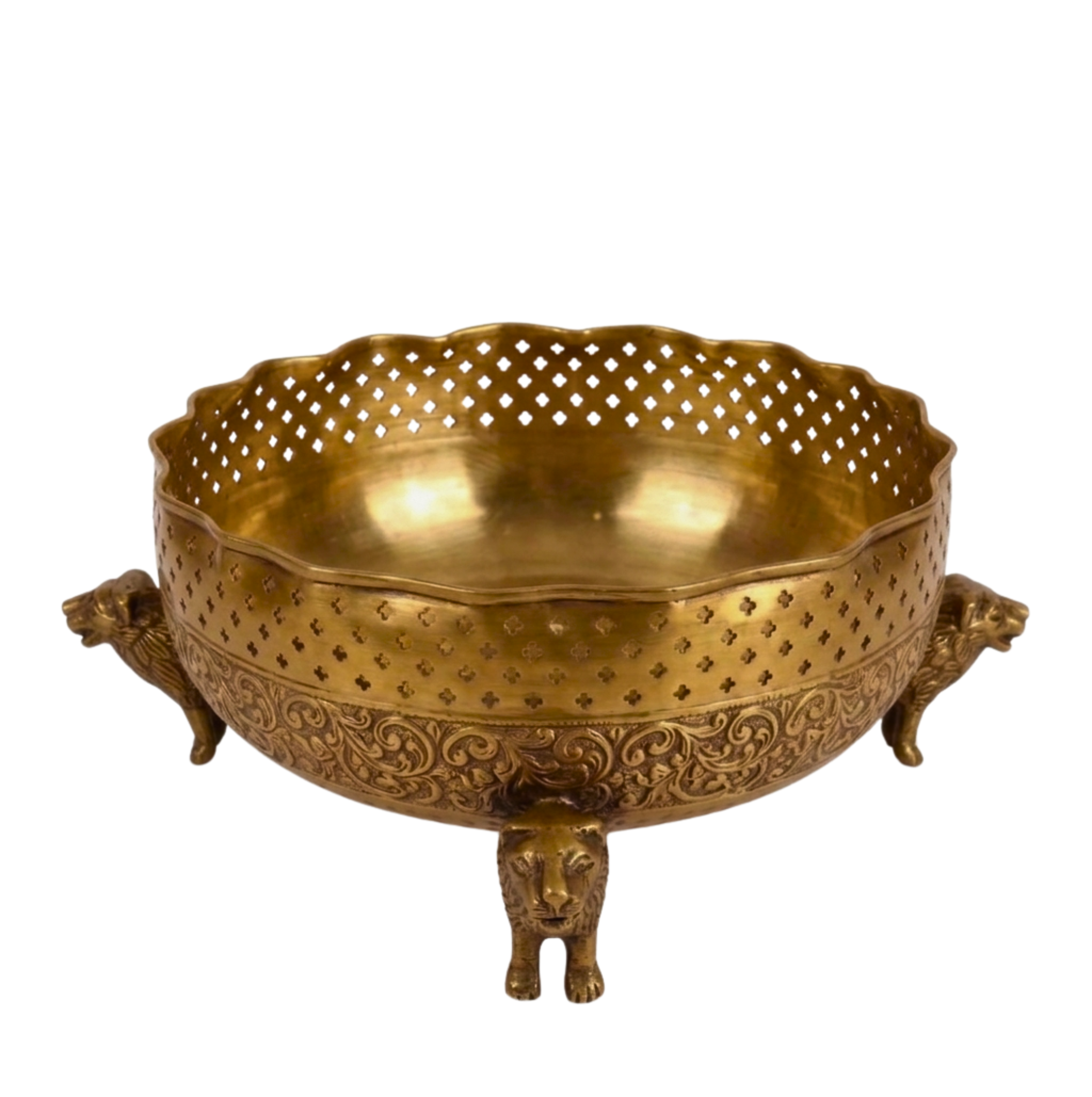 Lion-Head Filigree Urli – Decorative Urli by Grandeur