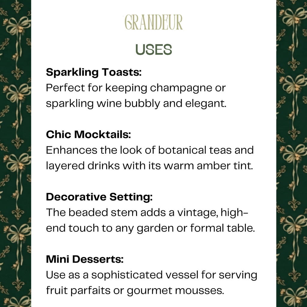 Emerald Beaded Glass Flutes (Pack of 6) – Glassware by Grandeur