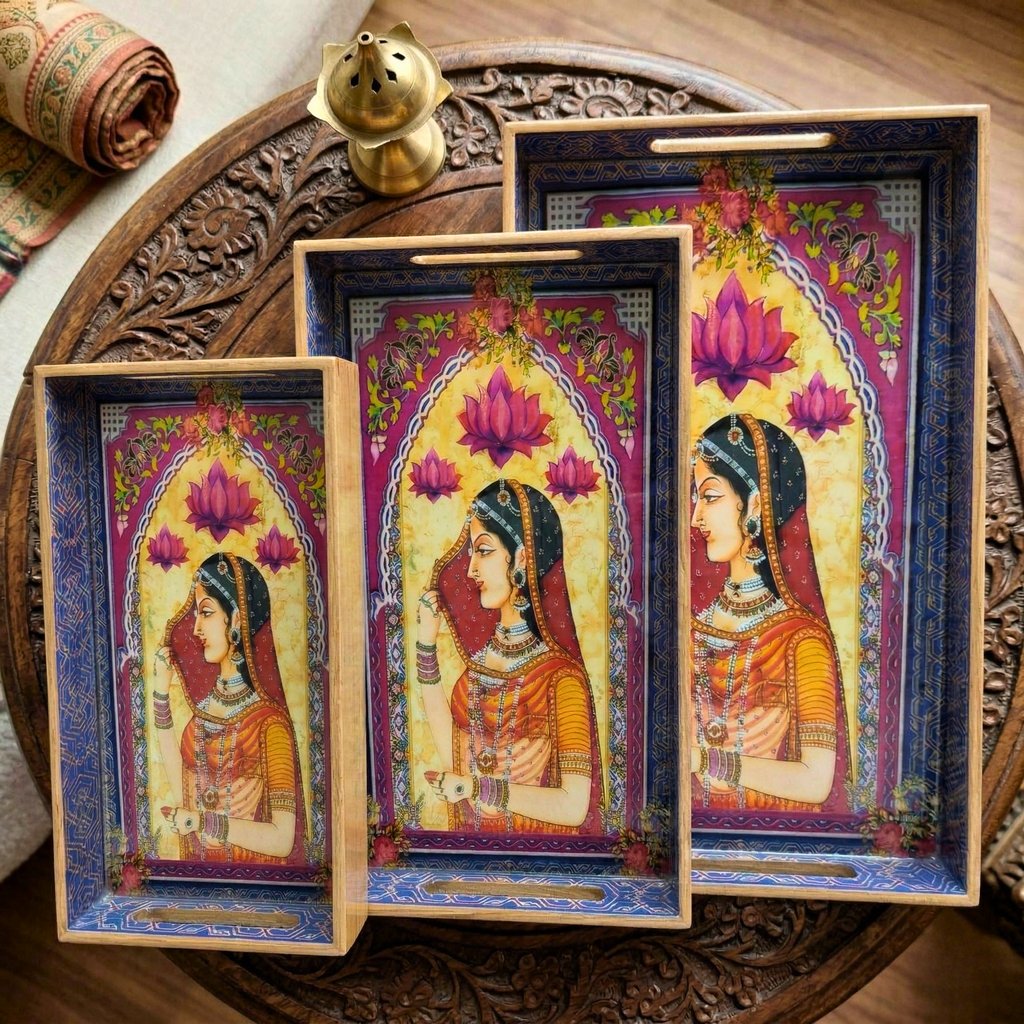 Regal Lotus Queen Trays – Decorative Tray by Grandeur
