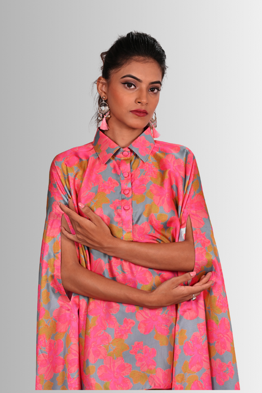 Pink floral kaftan style co-ord set