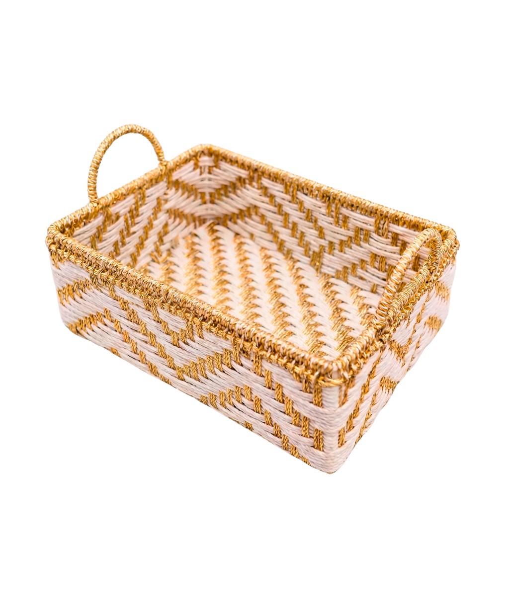Chevron Artisan Woven Basket – Decorative Basket by Grandeur