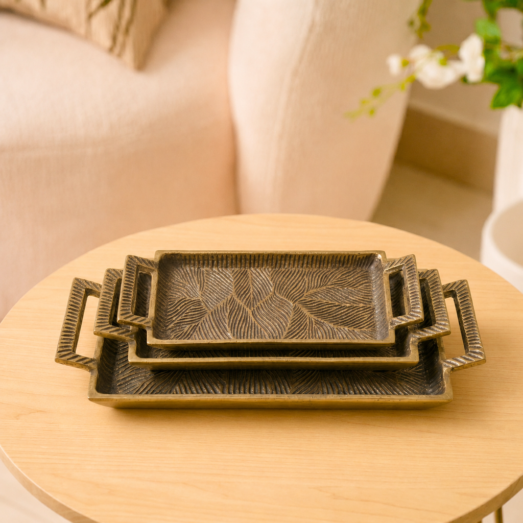 Gilded Foliage Rectangular Tray (Pack of 3)
