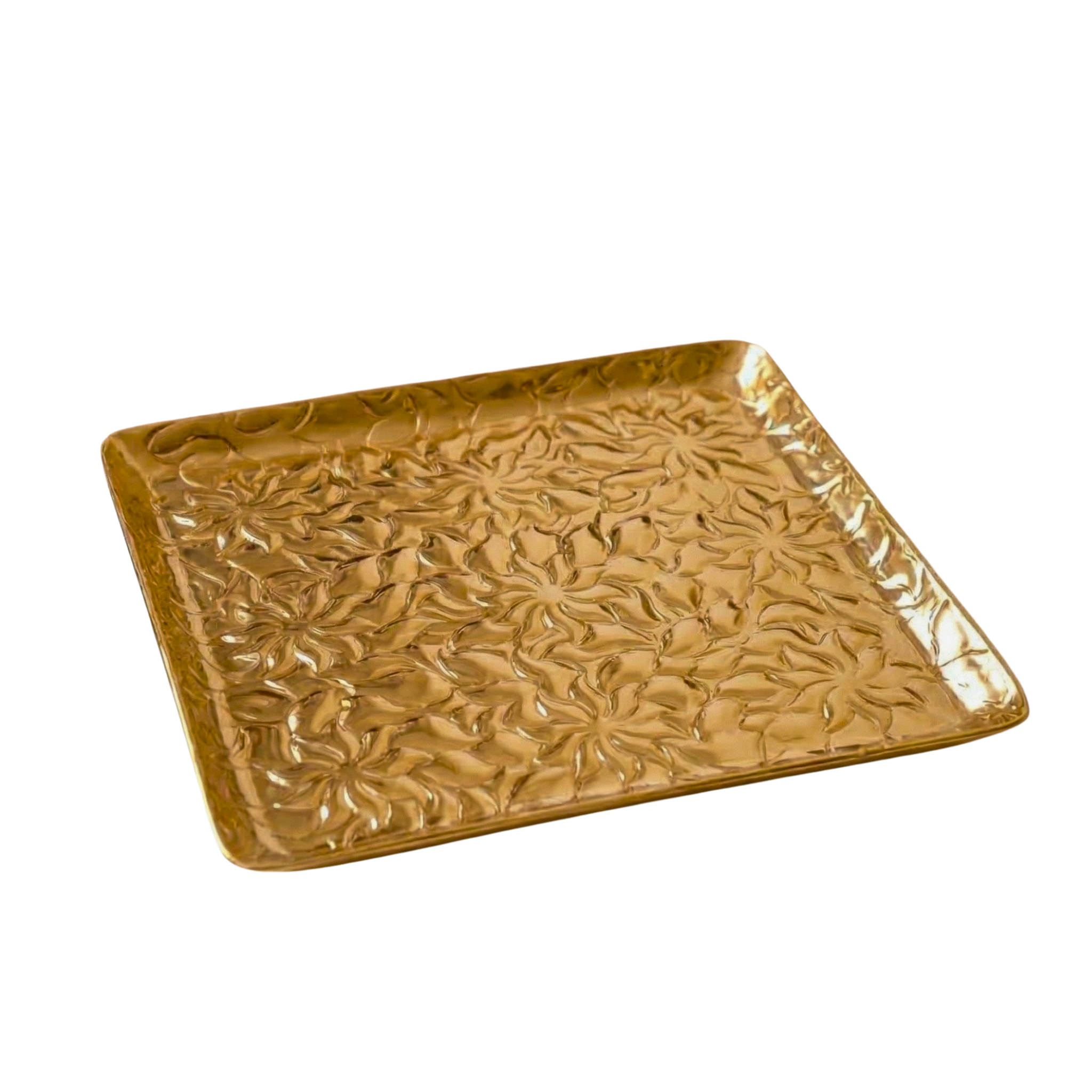 Foliage Hand-Etched Rectangular Tray – Decorative Tray by Grandeur