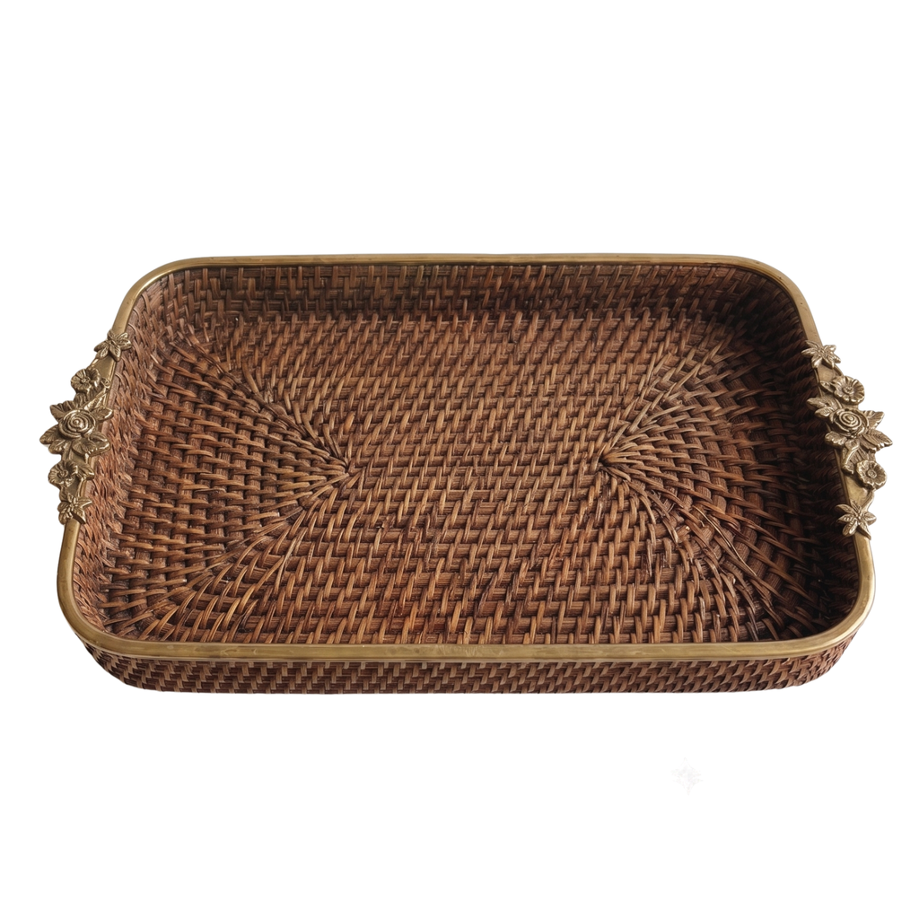 Hand-Woven Rattan Tray – Decorative Tray by Grandeur