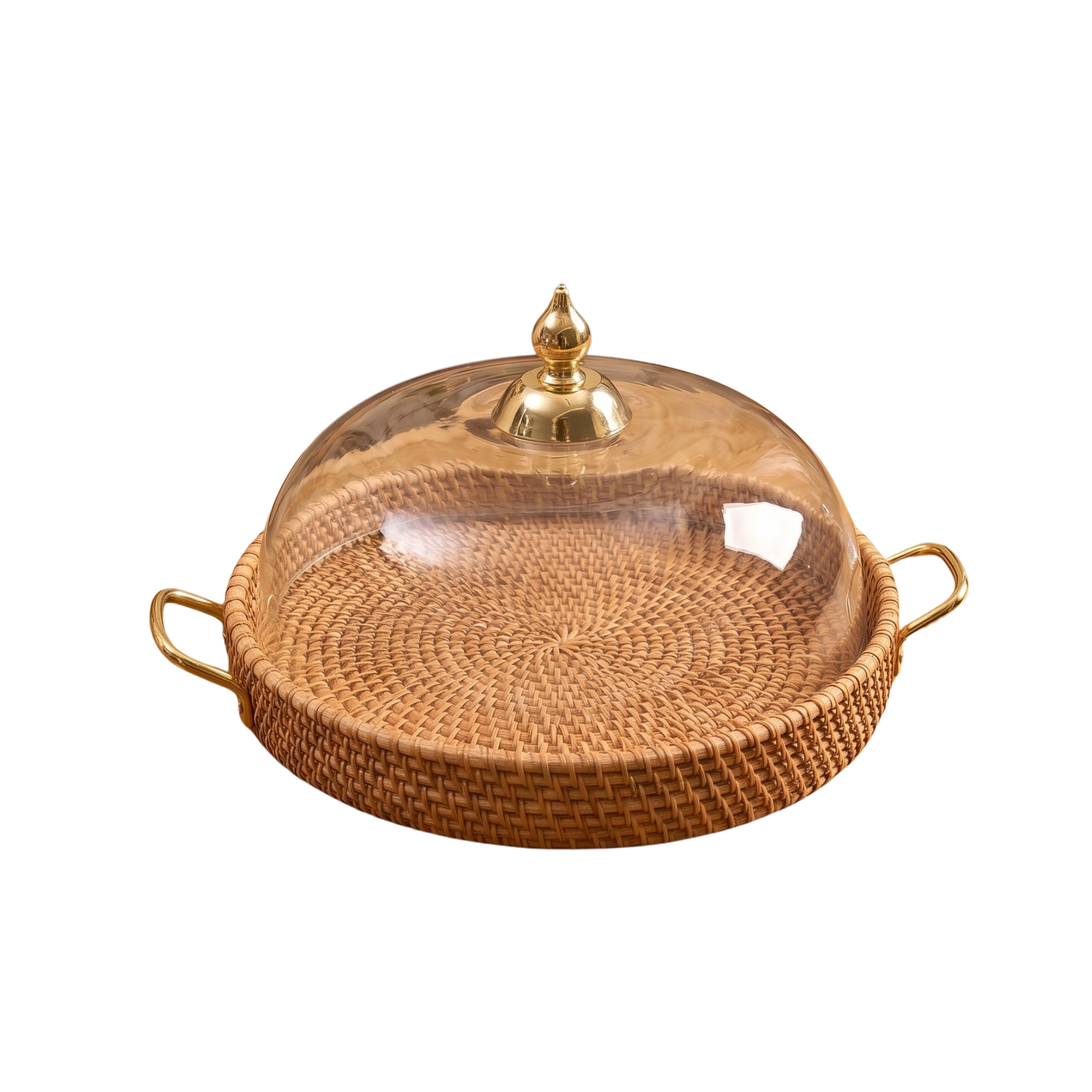 Artisan Rattan Cloche Tray – Decorative Tray by Grandeur