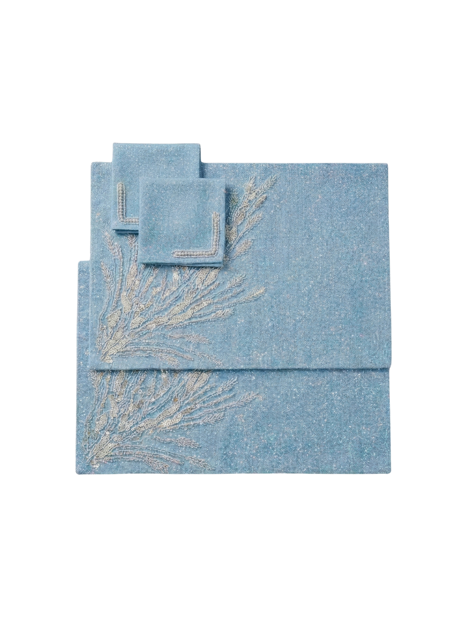 Celestial Azure Beaded Table Mat (Pack of 6) – Table Mat by Grandeur
