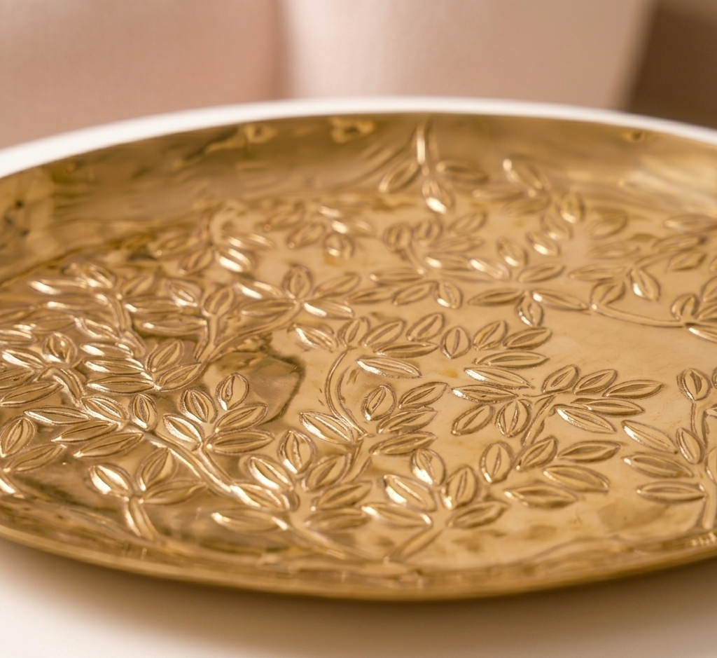 Gilded Meadow Embossed Tray – Decorative Tray by Grandeur
