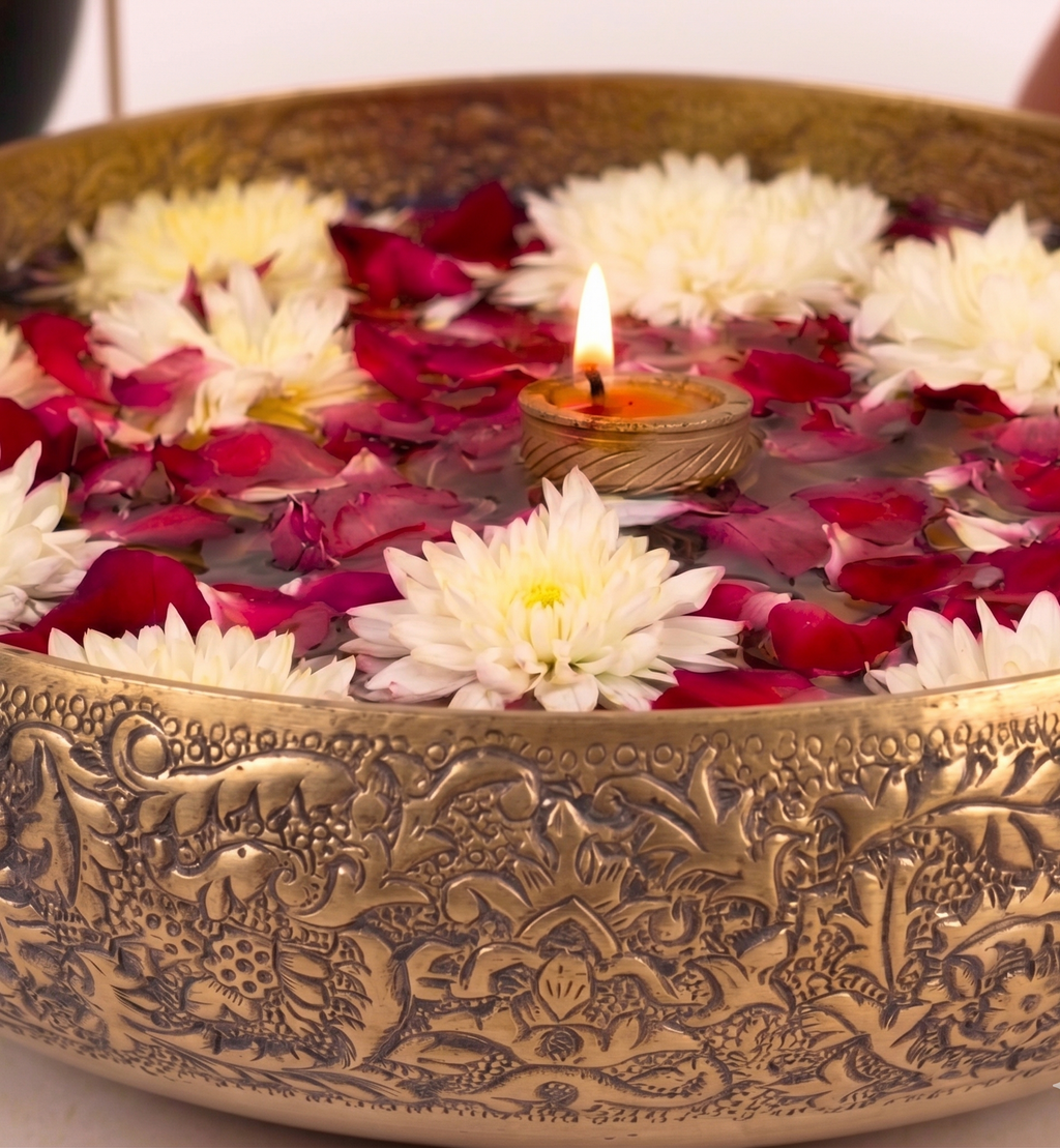 Antique Floral Heritage Urli – Decorative Urli by Grandeur