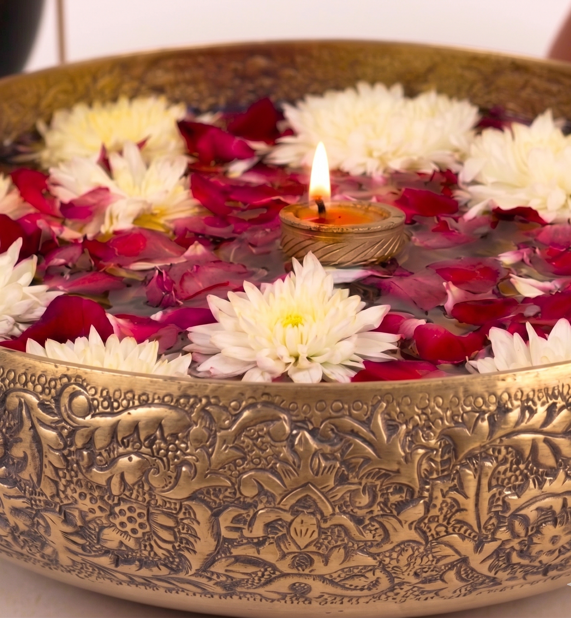 Antique Floral Heritage Urli – Decorative Urli by Grandeur