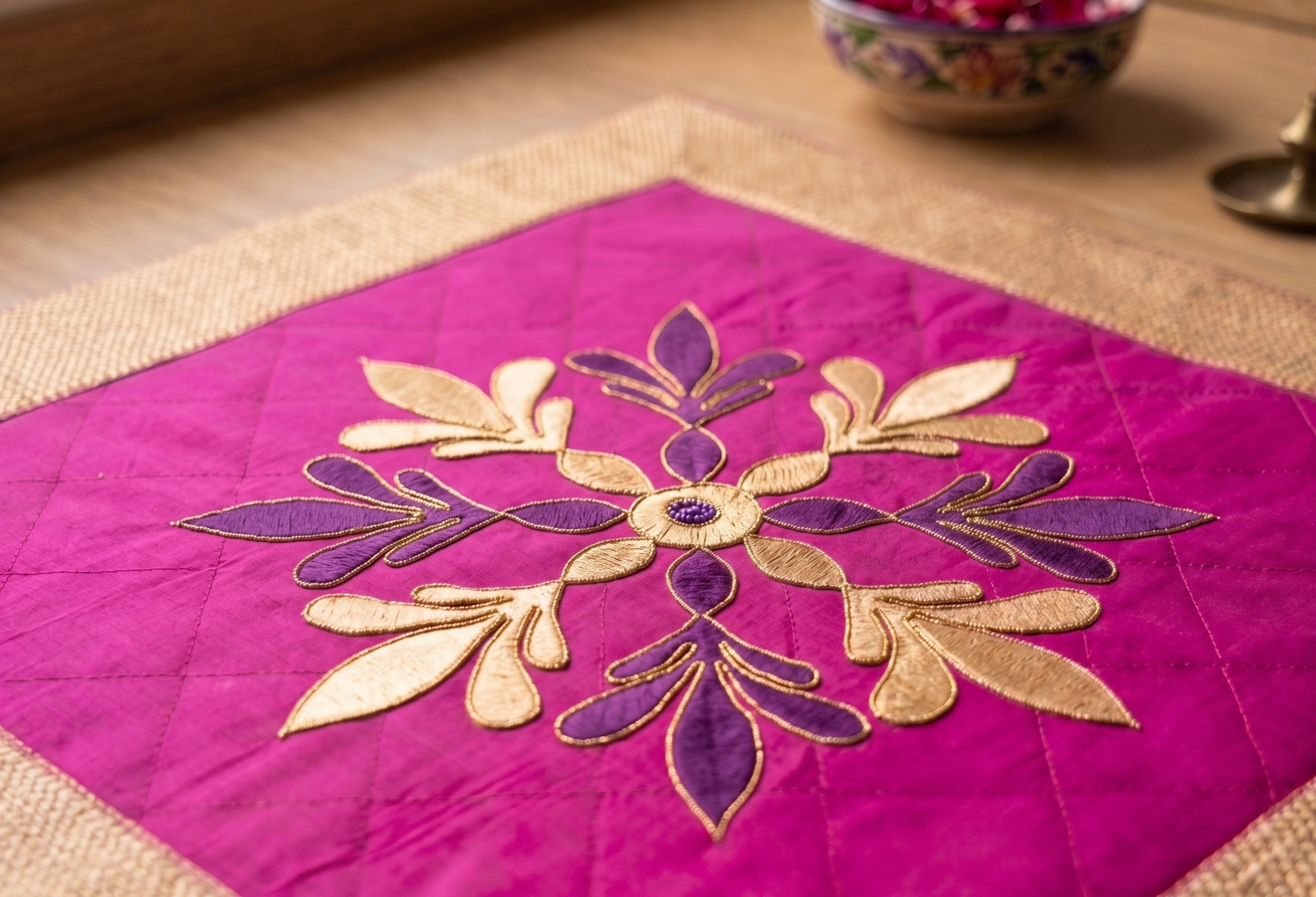 Royal Magenta Quilted Aasan (Pack of 6) – Ritual Aasan by Grandeur