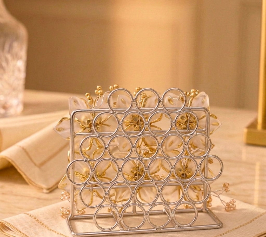Gilded Floral Resin Napkin Holder – Napkin Holder by Grandeur