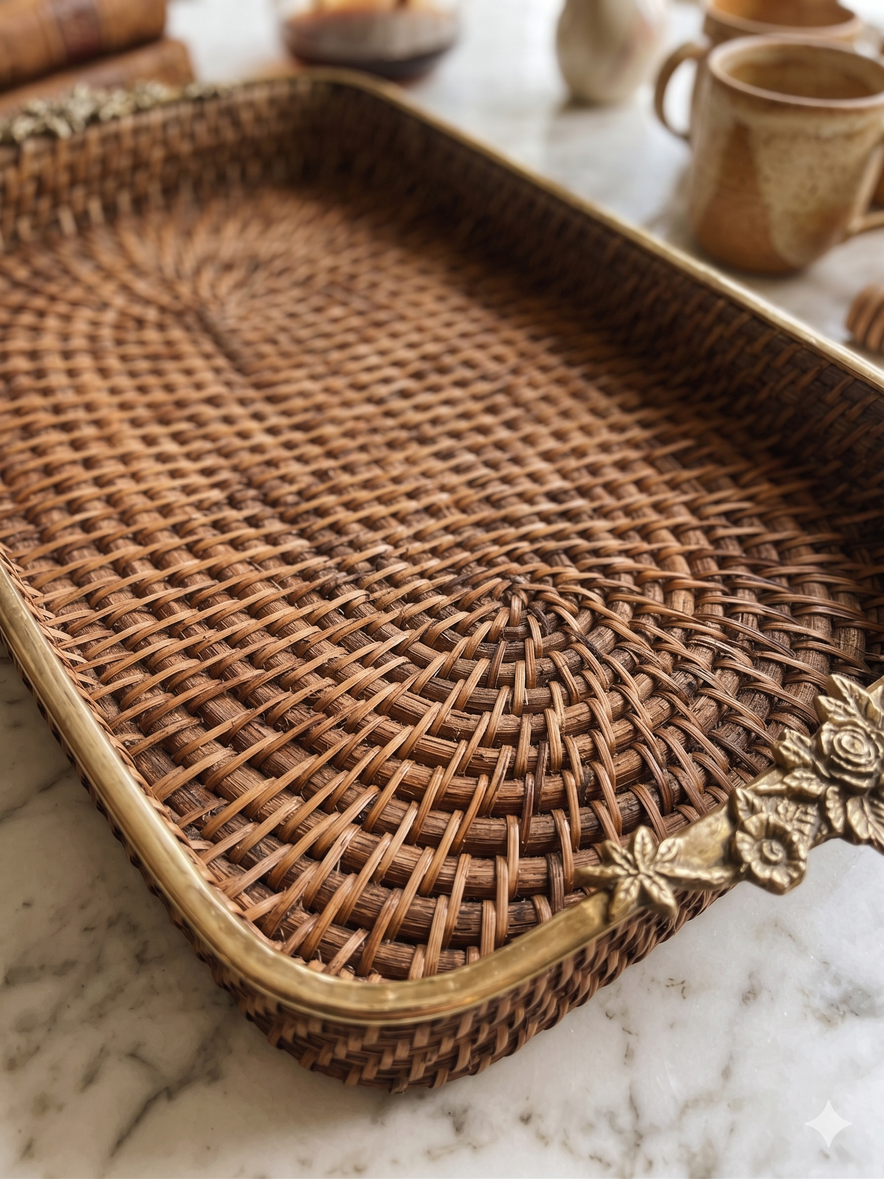Hand-Woven Rattan Tray – Decorative Tray by Grandeur