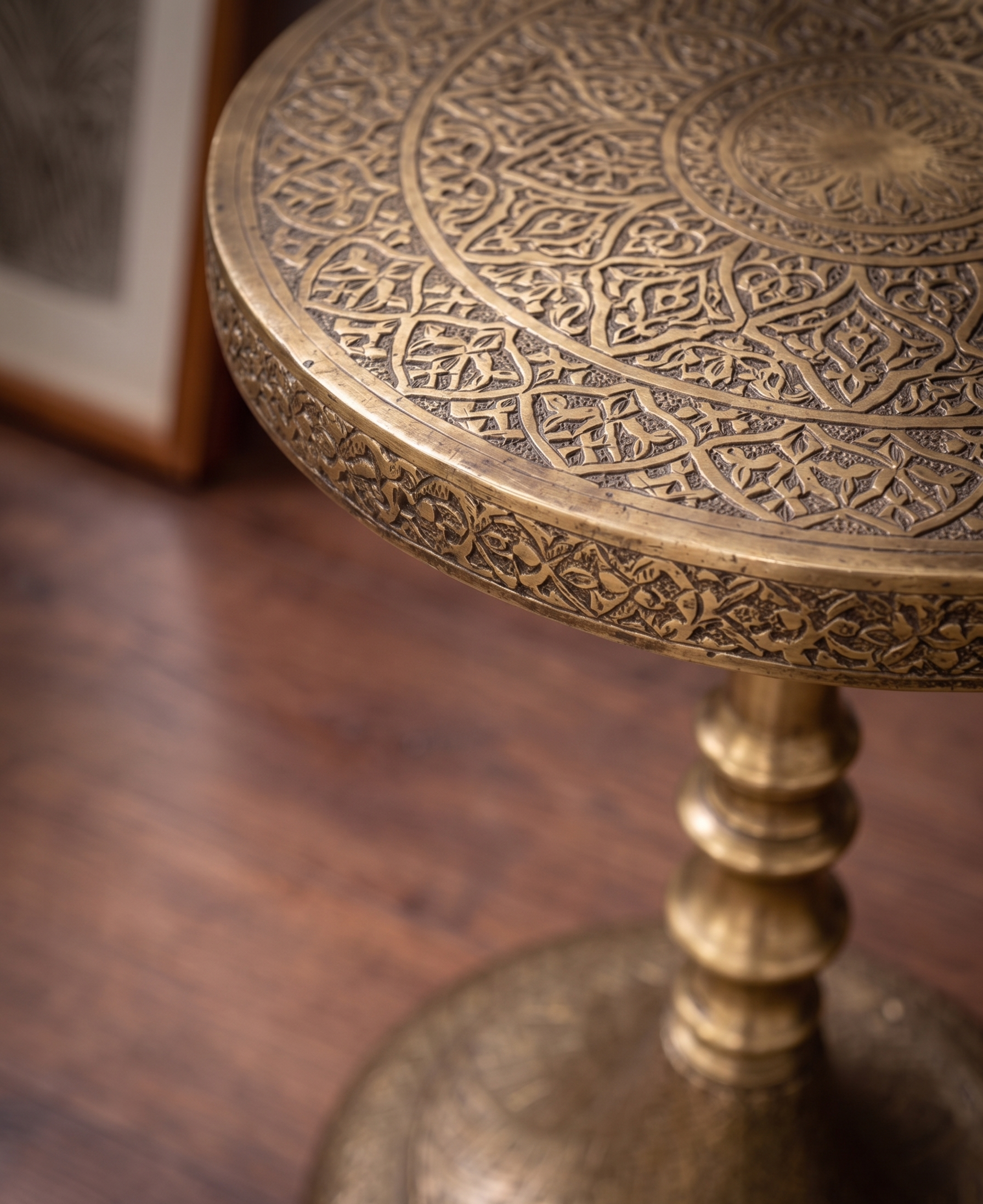 Artisanal Filigree Pedestal Stool – Accent Stool by Grandeur