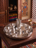 Silver Artisan Hammered Thali Set – Thali Set by Grandeur