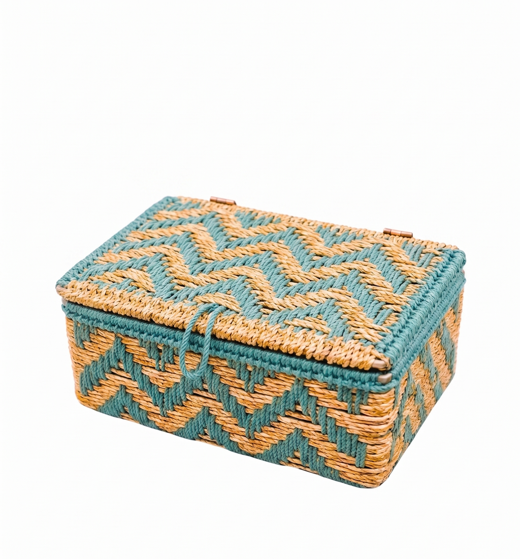 Chevron Artisan Woven Trunk – Decorative Trunk by Grandeur