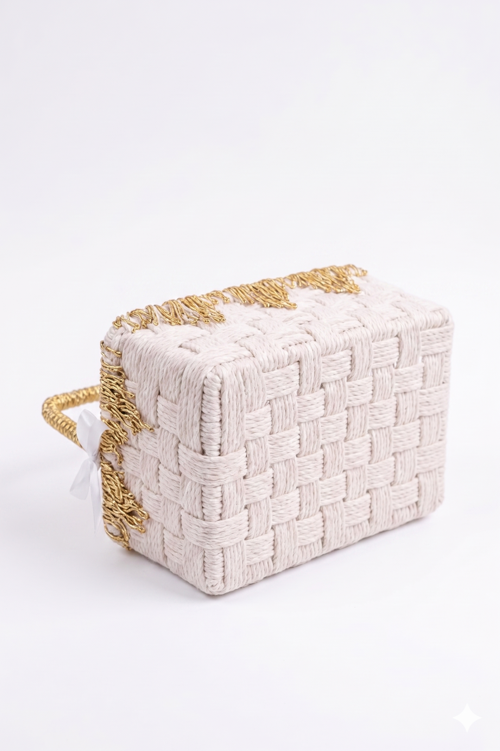 Gilded Fringe Artisan Woven Basket – Decorative Basket by Grandeur