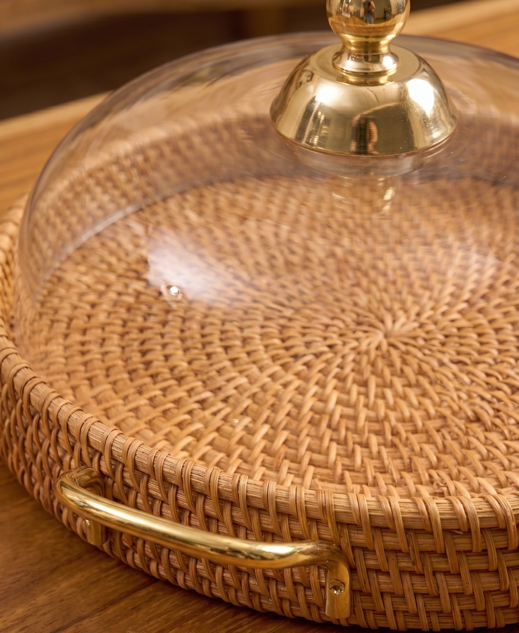 Artisan Rattan Cloche Tray – Decorative Tray by Grandeur
