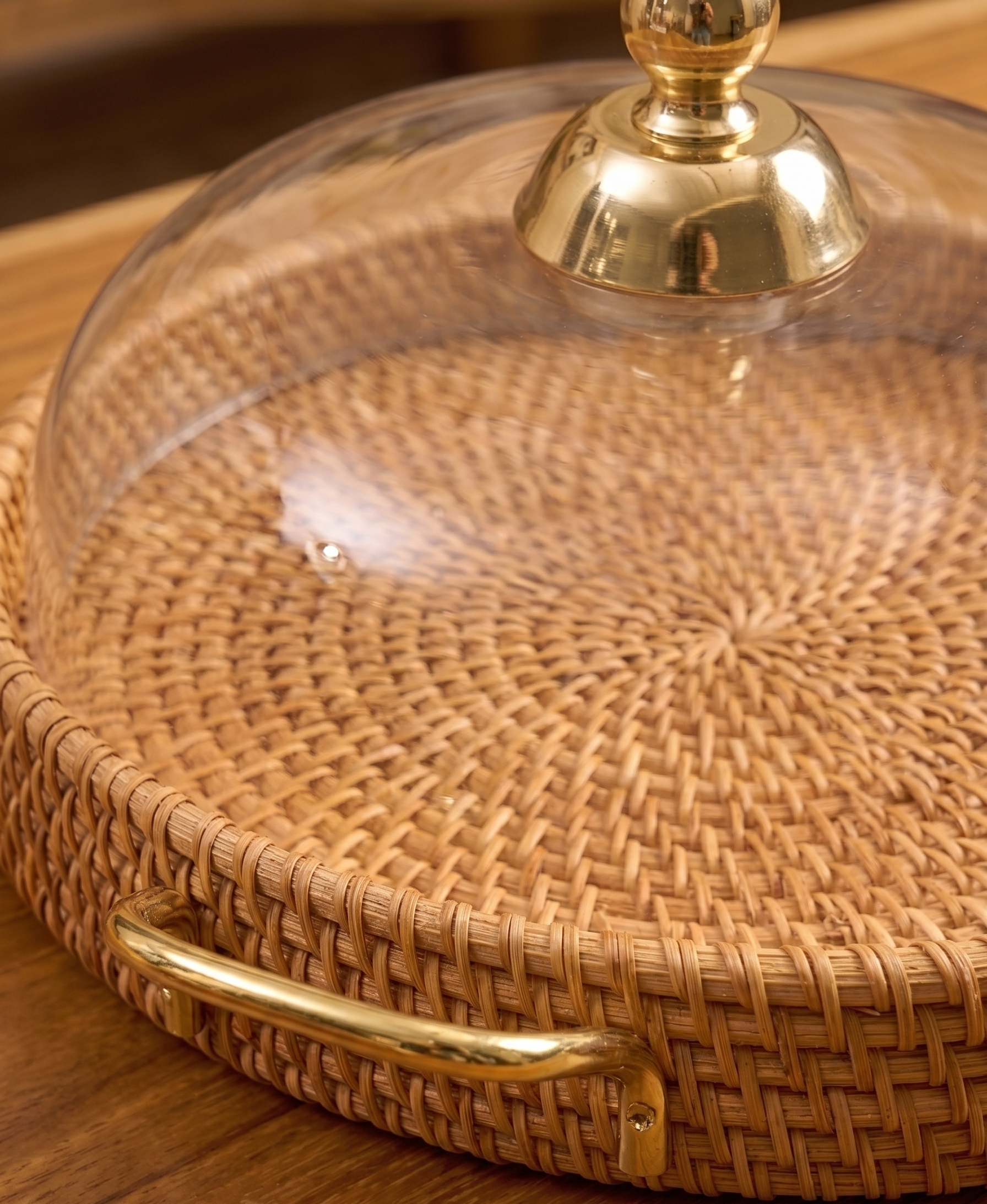 Artisan Rattan Cloche Tray – Decorative Tray by Grandeur