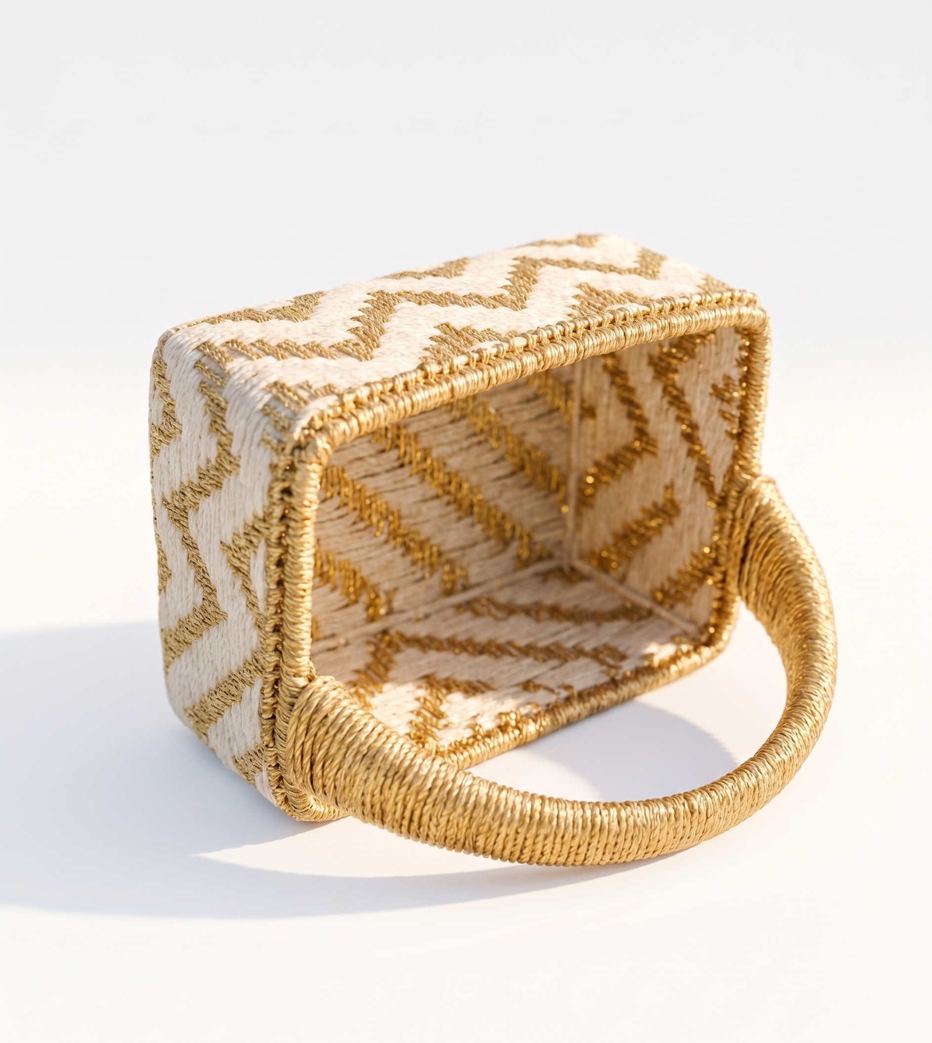 Sun-Kissed Chevron Harvest Basket – Decorative Basket by Grandeur