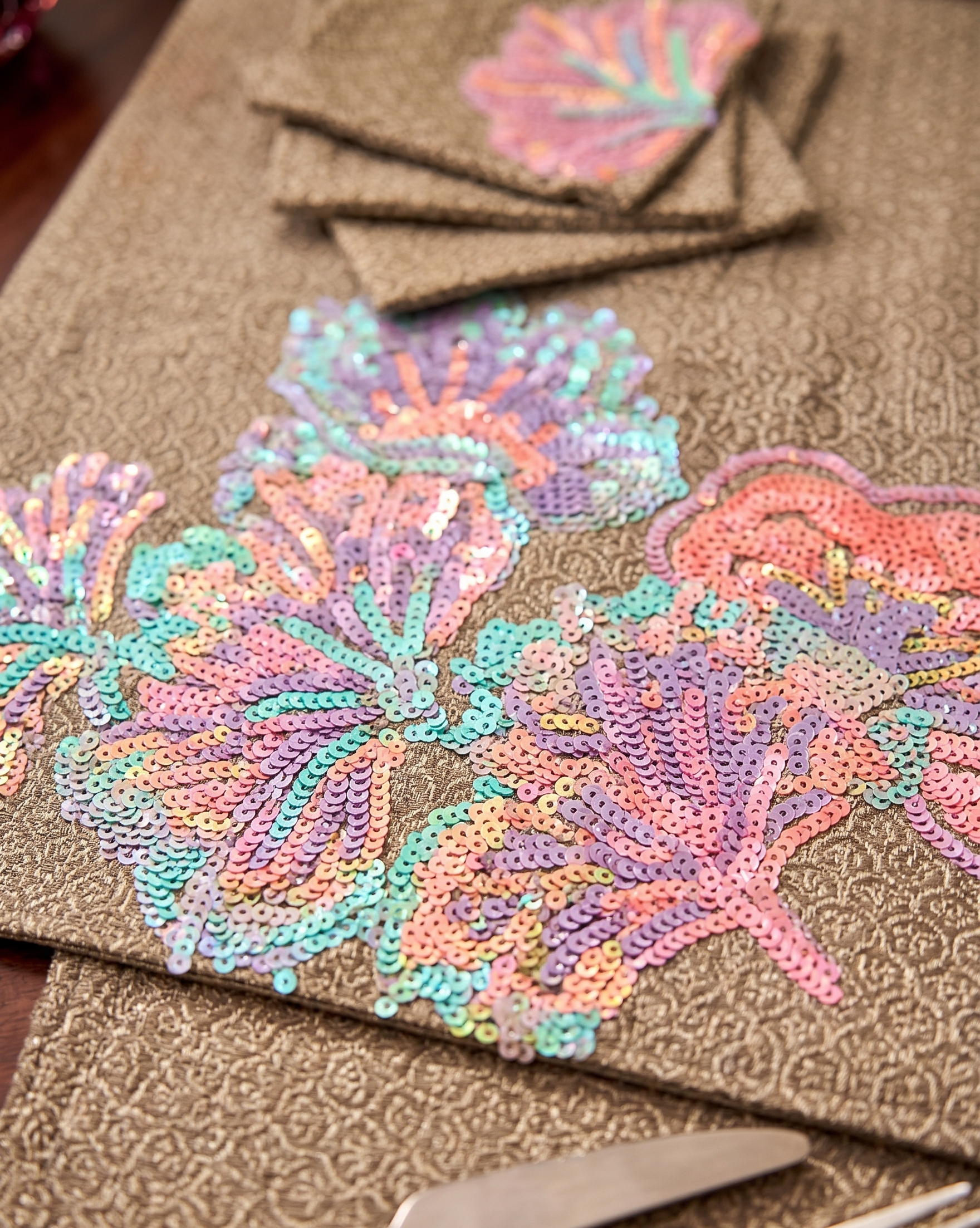Pastel Bloom Brocade Table Mat (Pack of 6) – Table Mat by Grandeur