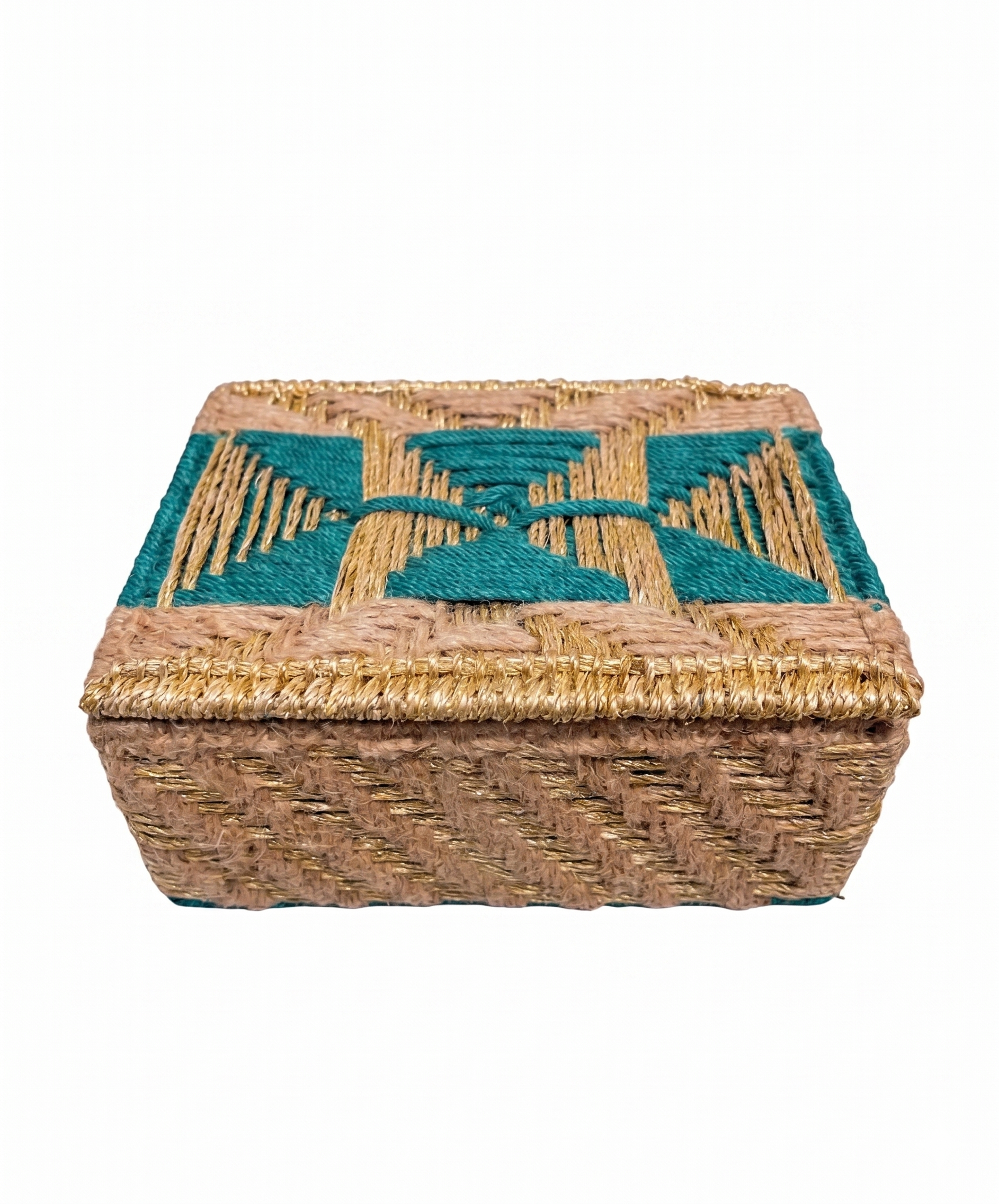 Artisan Geometric Woven Trunk – Decorative Trunk by Grandeur