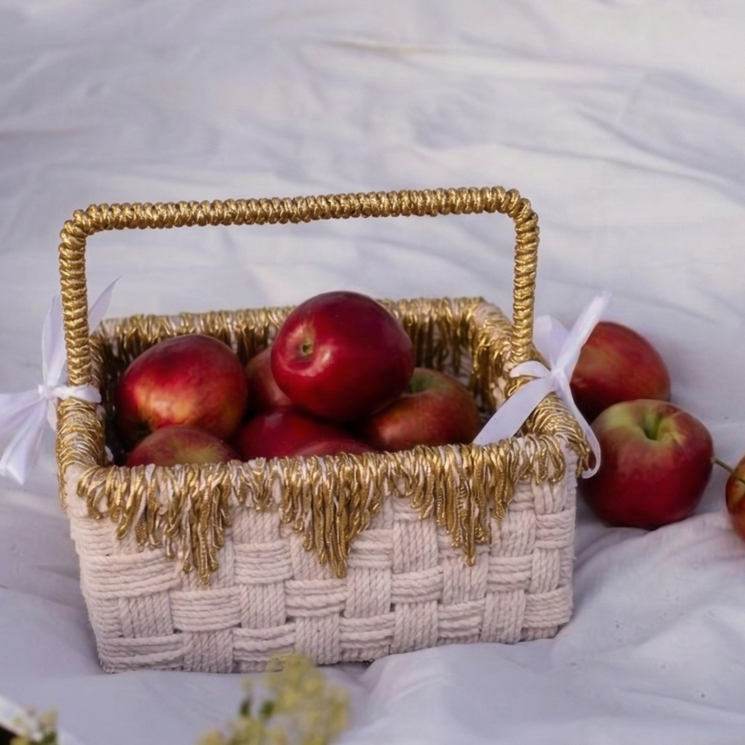 Gilded Fringe Artisan Woven Basket – Decorative Basket by Grandeur