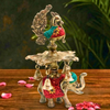 Imperial Elephant & Peacock Mosaic Diya – Decorative Diya by Grandeur