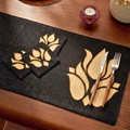 Midnight Lotus Appliqué Table Mat (Pack of 6) – Table Mat by Grandeur