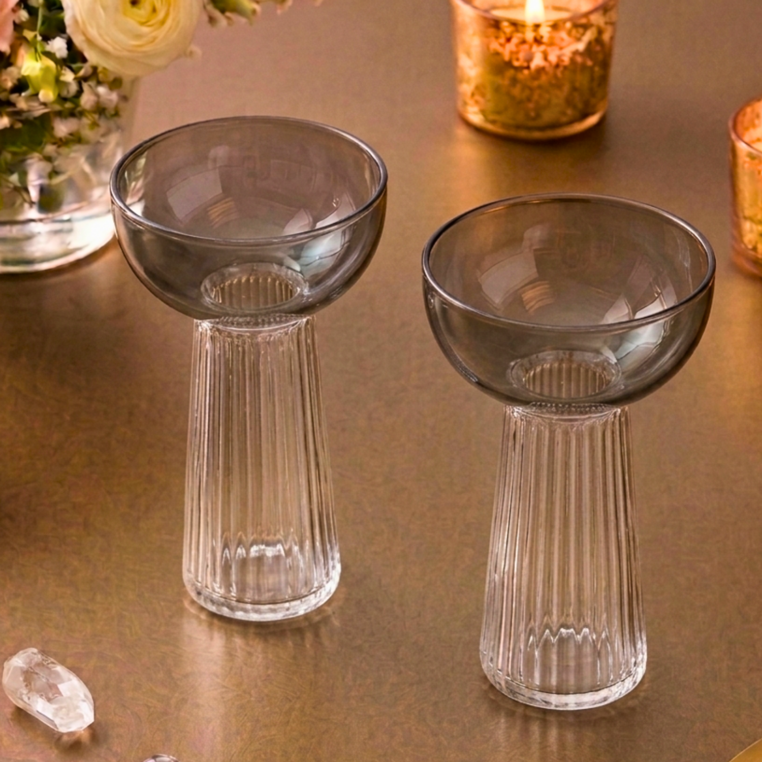 Smoked Ribbed Glasses (Pack of 6) – Glassware by Grandeur