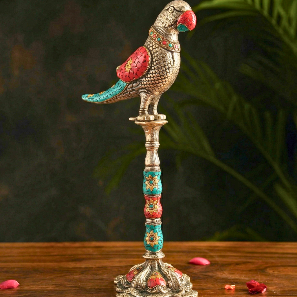 Imperial Mosaic Parrot Totem – Decor Accent by Grandeur